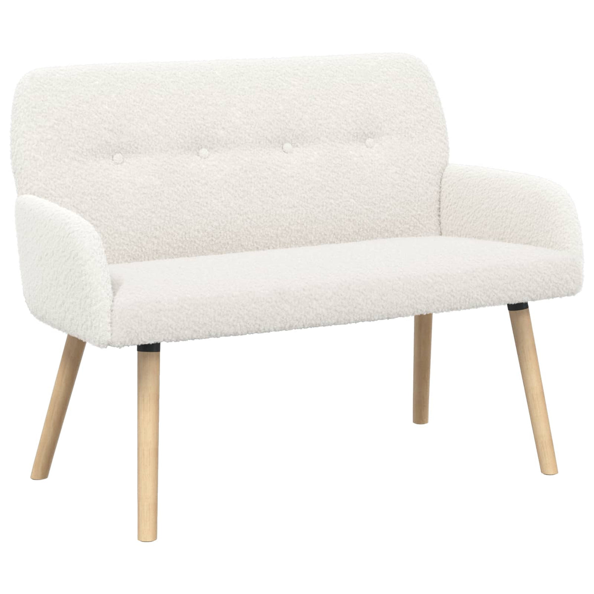 vidaXL 2 Seater Sofa with Solid Wood Legs Cream Bouclé