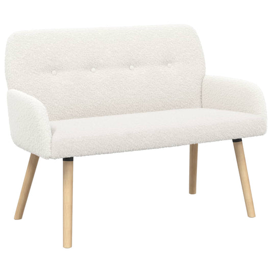 vidaXL 2 Seater Sofa with Solid Wood Legs Cream Bouclé