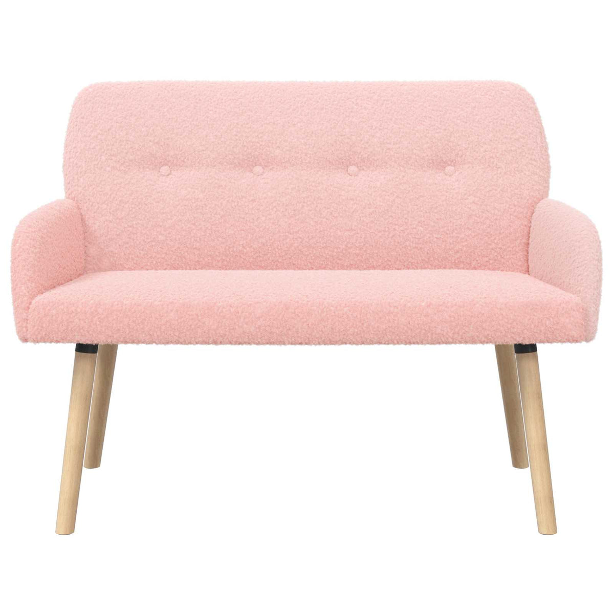 vidaXL 2 Seater Sofa with Solid Wood Legs Pink Bouclé