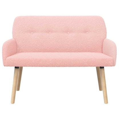 vidaXL 2 Seater Sofa with Solid Wood Legs Pink Bouclé
