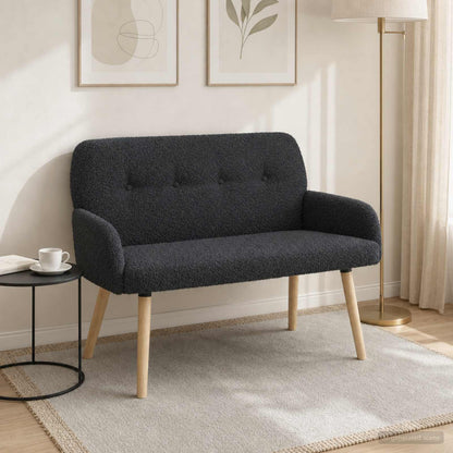 vidaXL 2 Seater Sofa with Solid Wood Legs Dark Grey Bouclé