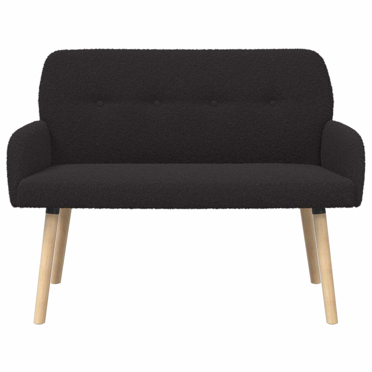 vidaXL 2 Seater Sofa with Solid Wood Legs Black Bouclé