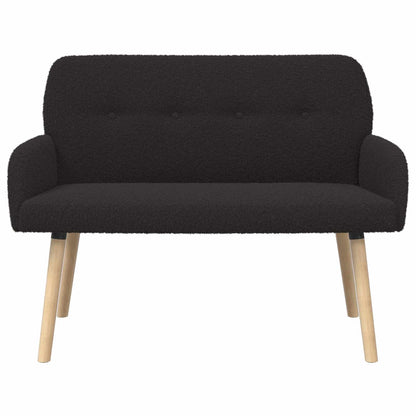 vidaXL 2 Seater Sofa with Solid Wood Legs Black Bouclé