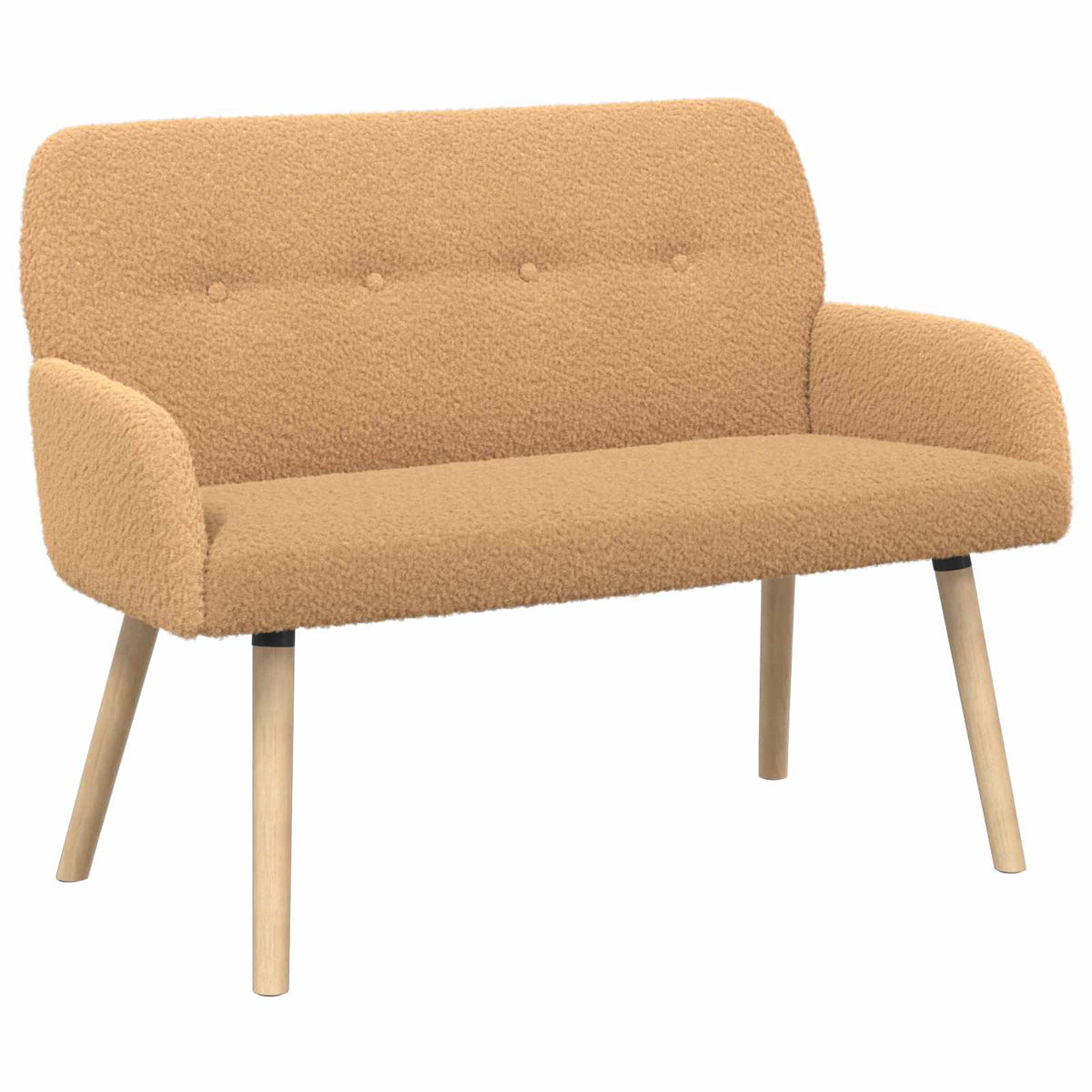 vidaXL 2 Seater Sofa with Solid Wood Legs Beige Bouclé