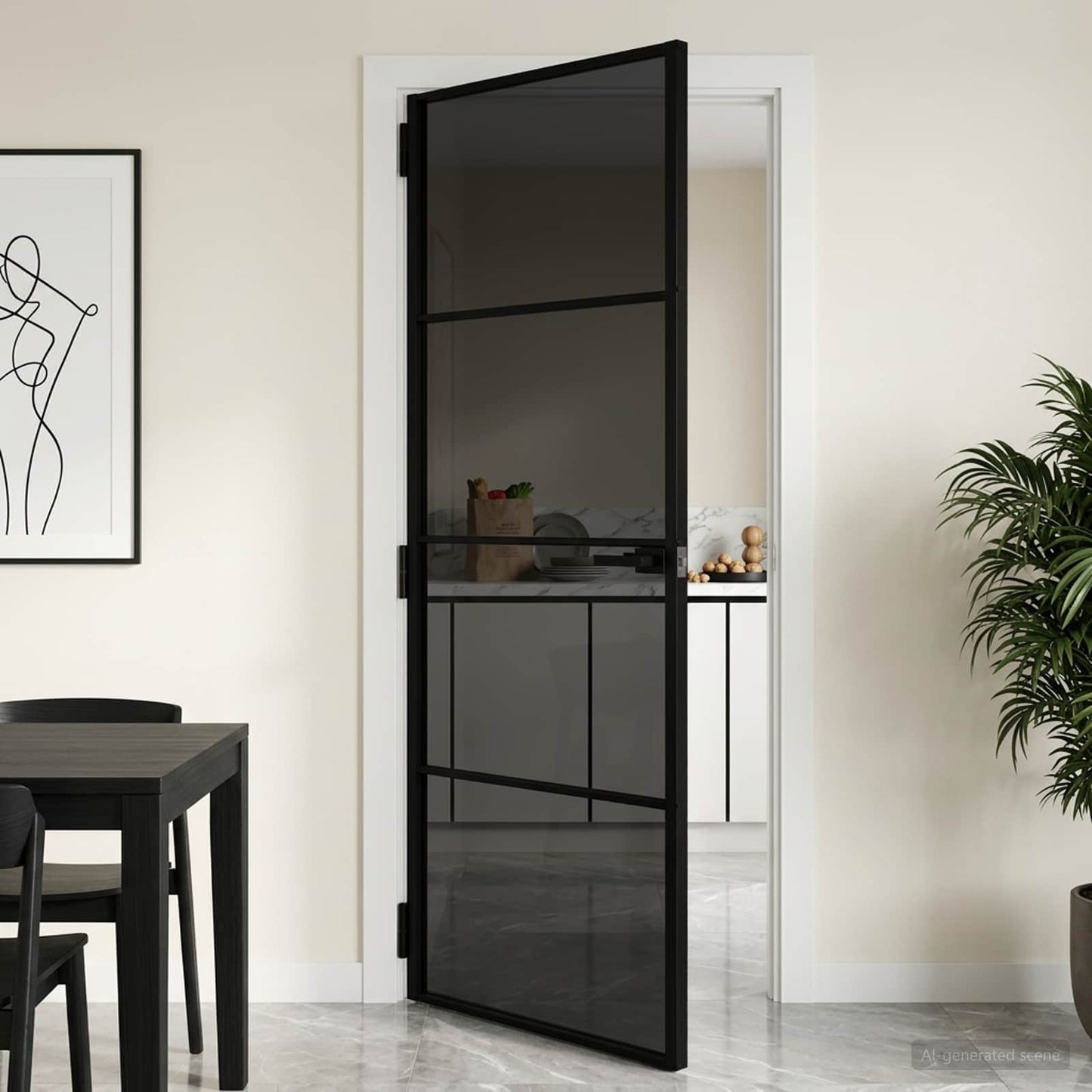vidaXL Interior Door 76 x 201.5 cm Tempered Glass and Aluminium