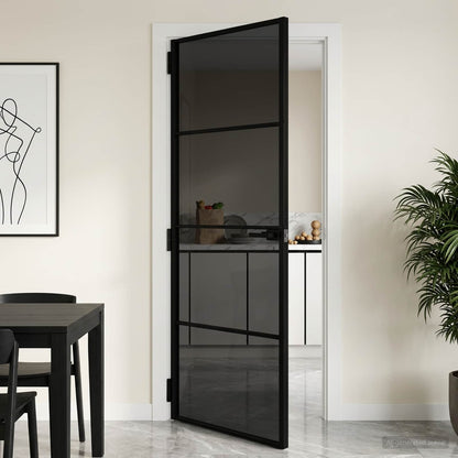 vidaXL Interior Door 76 x 201.5 cm Tempered Glass and Aluminium