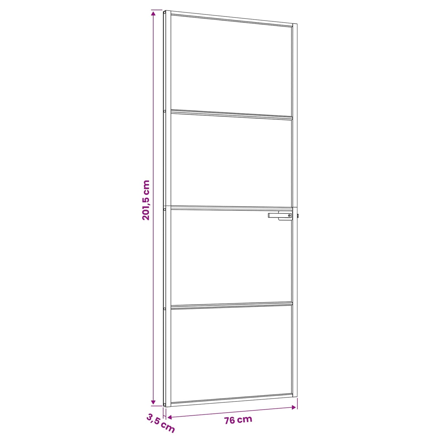 vidaXL Interior Door 76 x 201.5 cm Tempered Glass and Aluminium