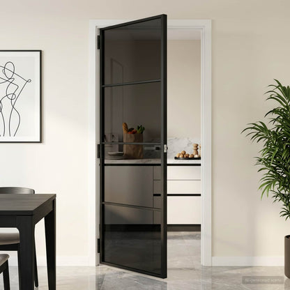 vidaXL Interior Door 83 x 201.5 cm Tempered Glass and Aluminium