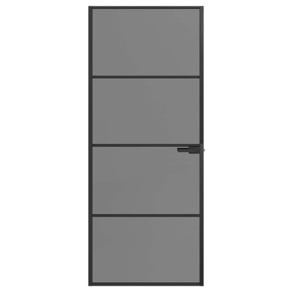 vidaXL Interior Door 83 x 201.5 cm Tempered Glass and Aluminium