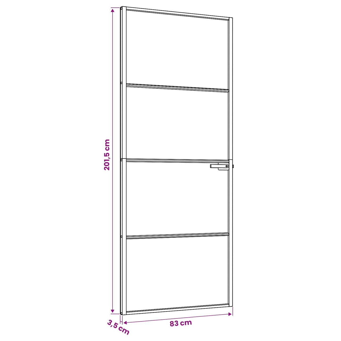 vidaXL Interior Door 83 x 201.5 cm Tempered Glass and Aluminium