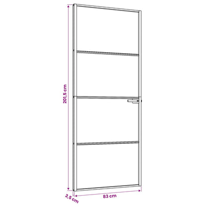 vidaXL Interior Door 83 x 201.5 cm Tempered Glass and Aluminium