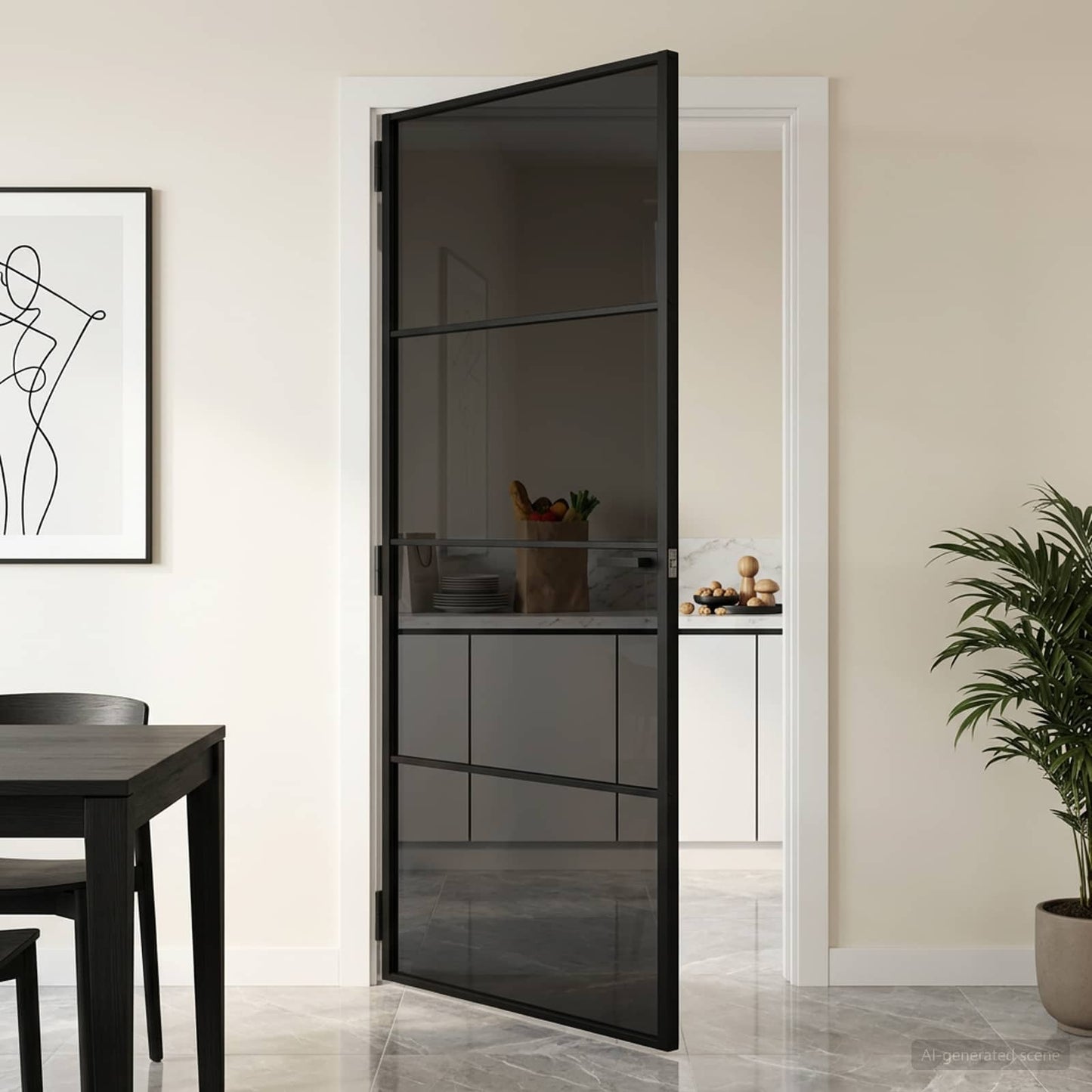 vidaXL Interior Door 93 x 201.5 cm Tempered Glass and Aluminium
