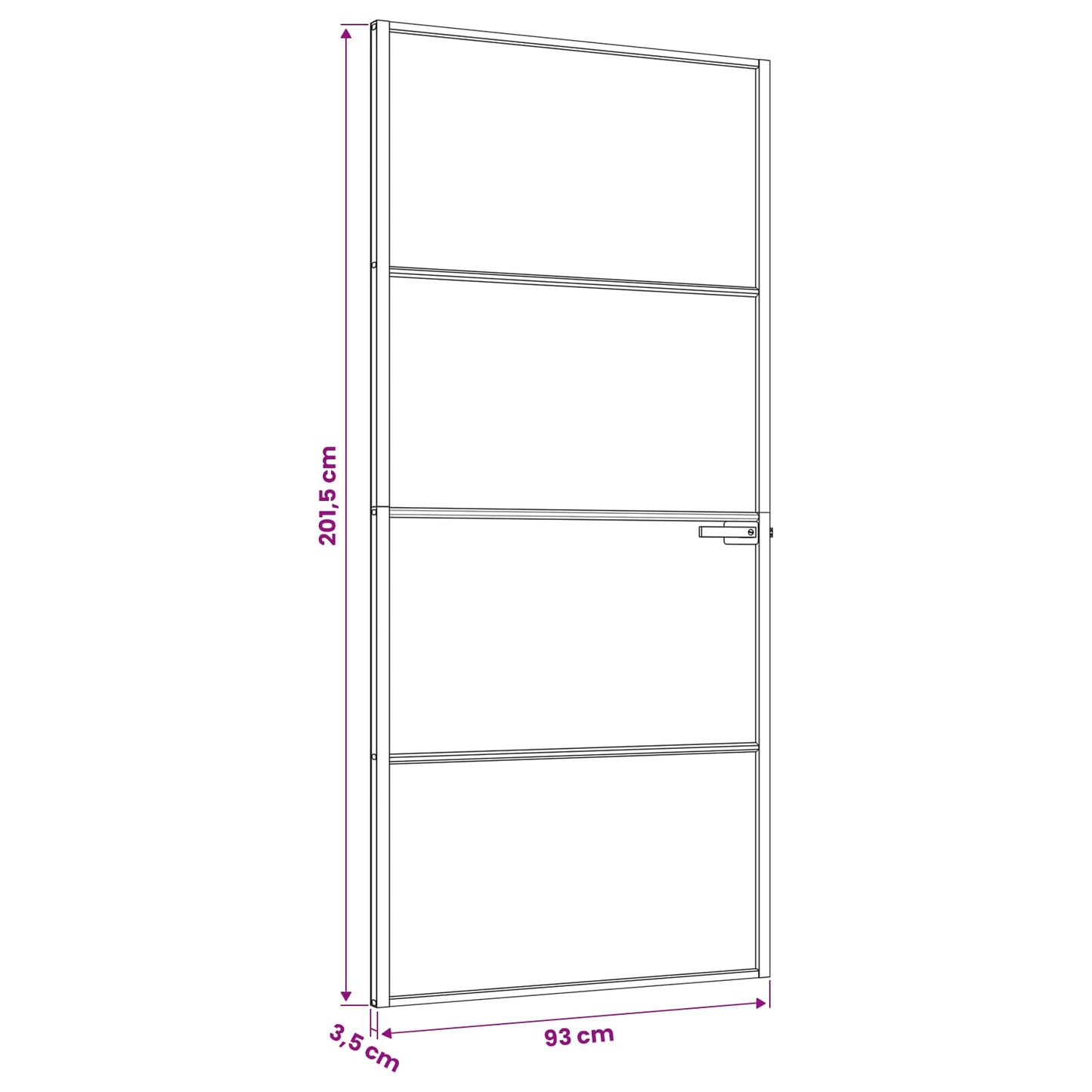 vidaXL Interior Door 93 x 201.5 cm Tempered Glass and Aluminium