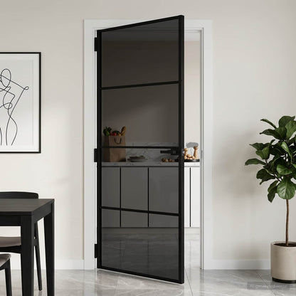 vidaXL Interior Door 102.5 x 201.5 cm Tempered Glass and Aluminium