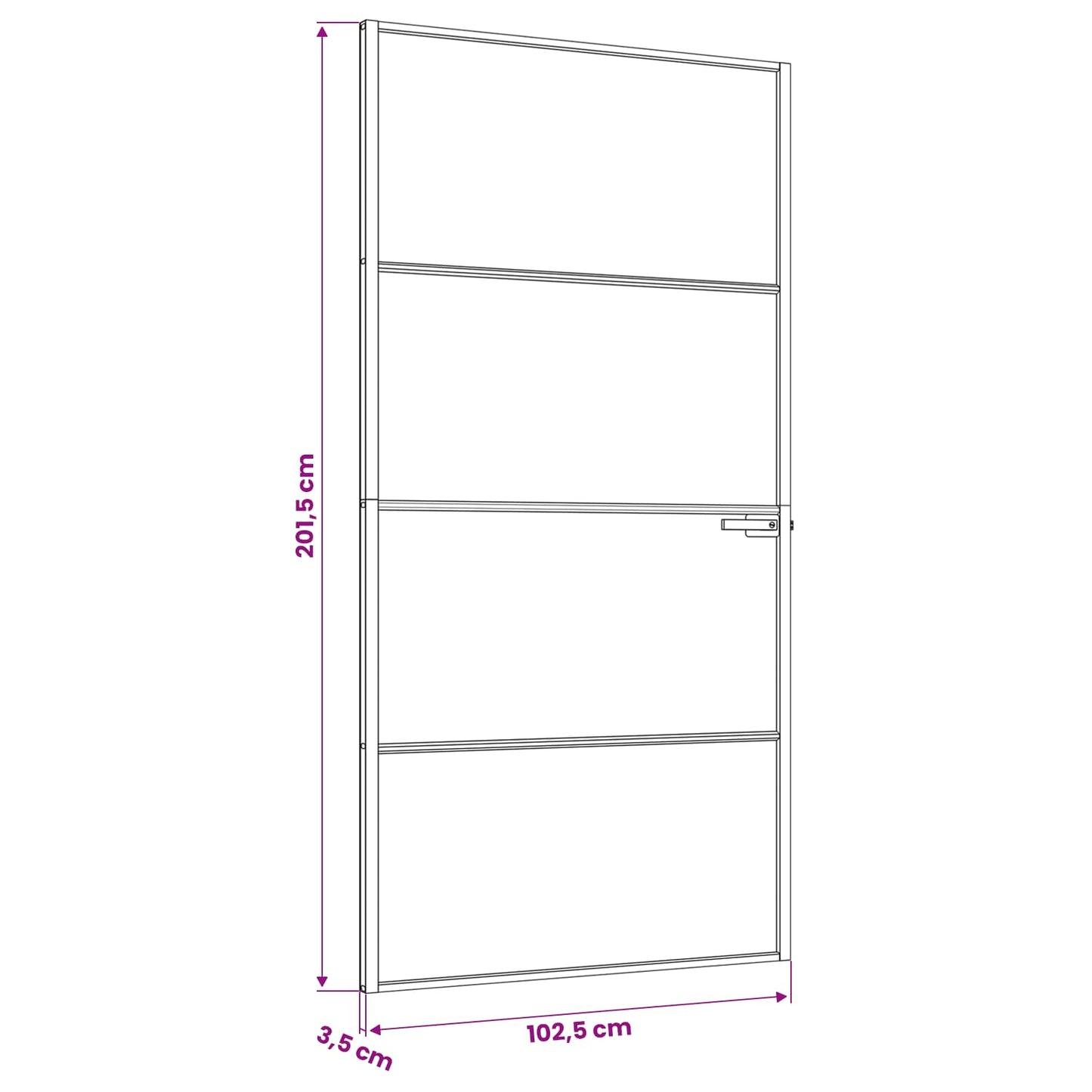 vidaXL Interior Door 102.5 x 201.5 cm Tempered Glass and Aluminium