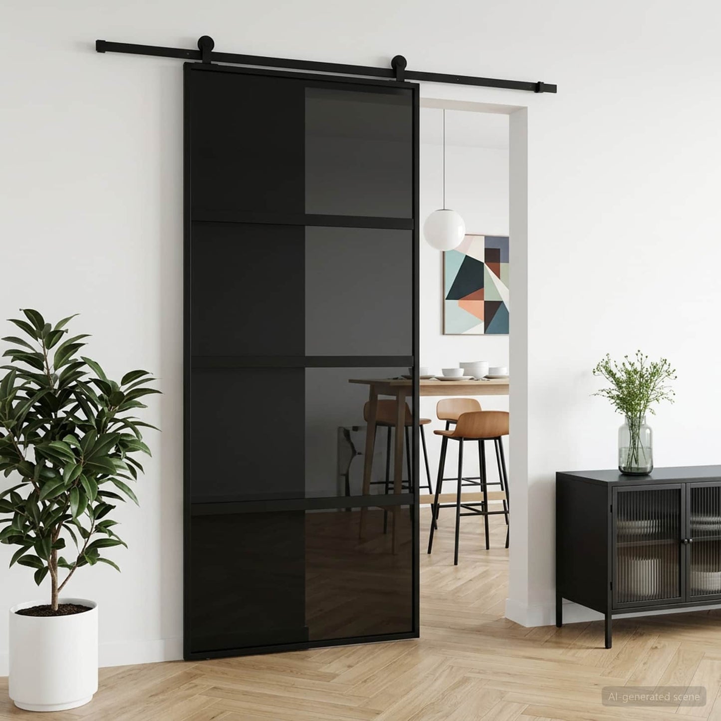 vidaXL Sliding Door 90 x 205 cm Tempered Glass and Aluminium