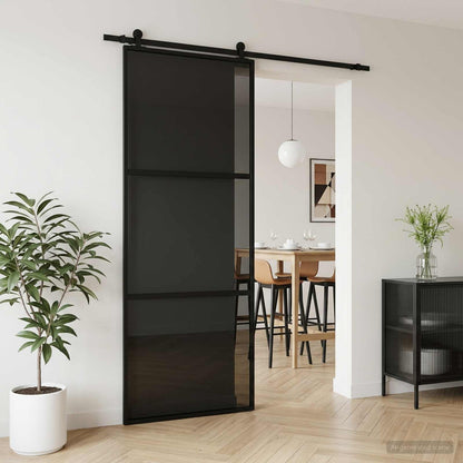 vidaXL Sliding Door 76 x 205 cm Tempered Glass and Aluminium