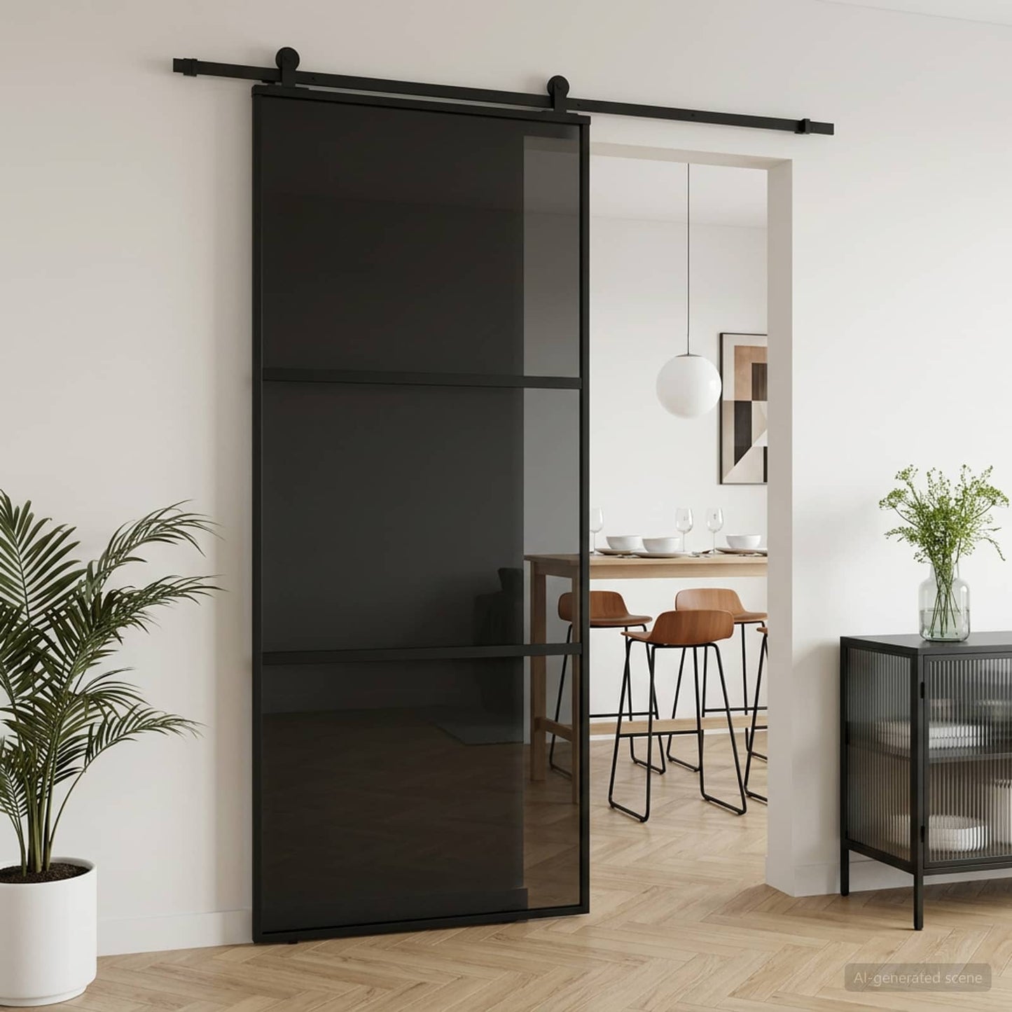 vidaXL Sliding Door 90 x 205 cm Tempered Glass and Aluminium