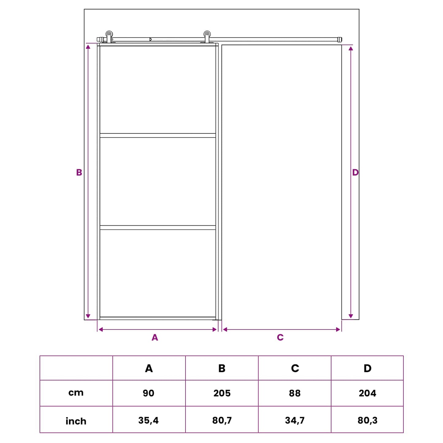 vidaXL Sliding Door 90 x 205 cm Tempered Glass and Aluminium