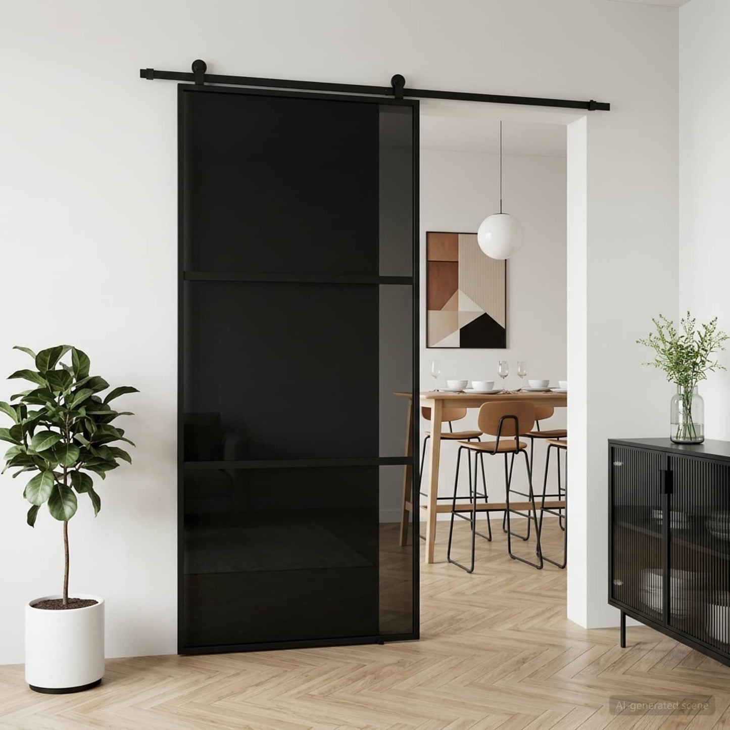 vidaXL Sliding Door 102 x 205 cm Tempered Glass and Aluminium