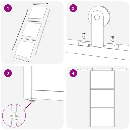 vidaXL Sliding Door 102 x 205 cm Tempered Glass and Aluminium