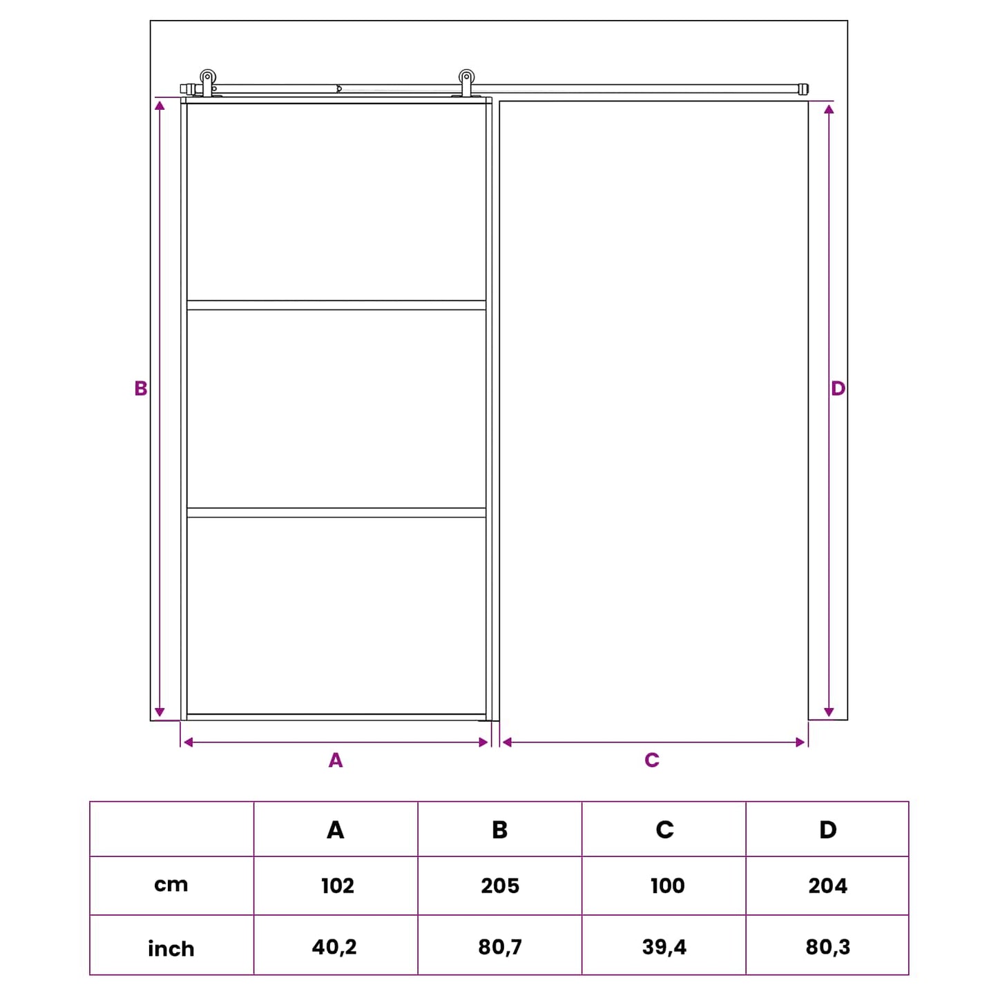 vidaXL Sliding Door 102 x 205 cm Tempered Glass and Aluminium
