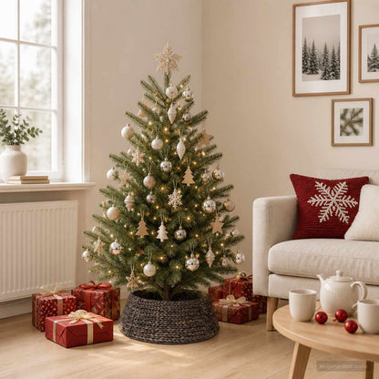 vidaXL Christmas Tree Collar Round Black Dia. 45 x 22 cm