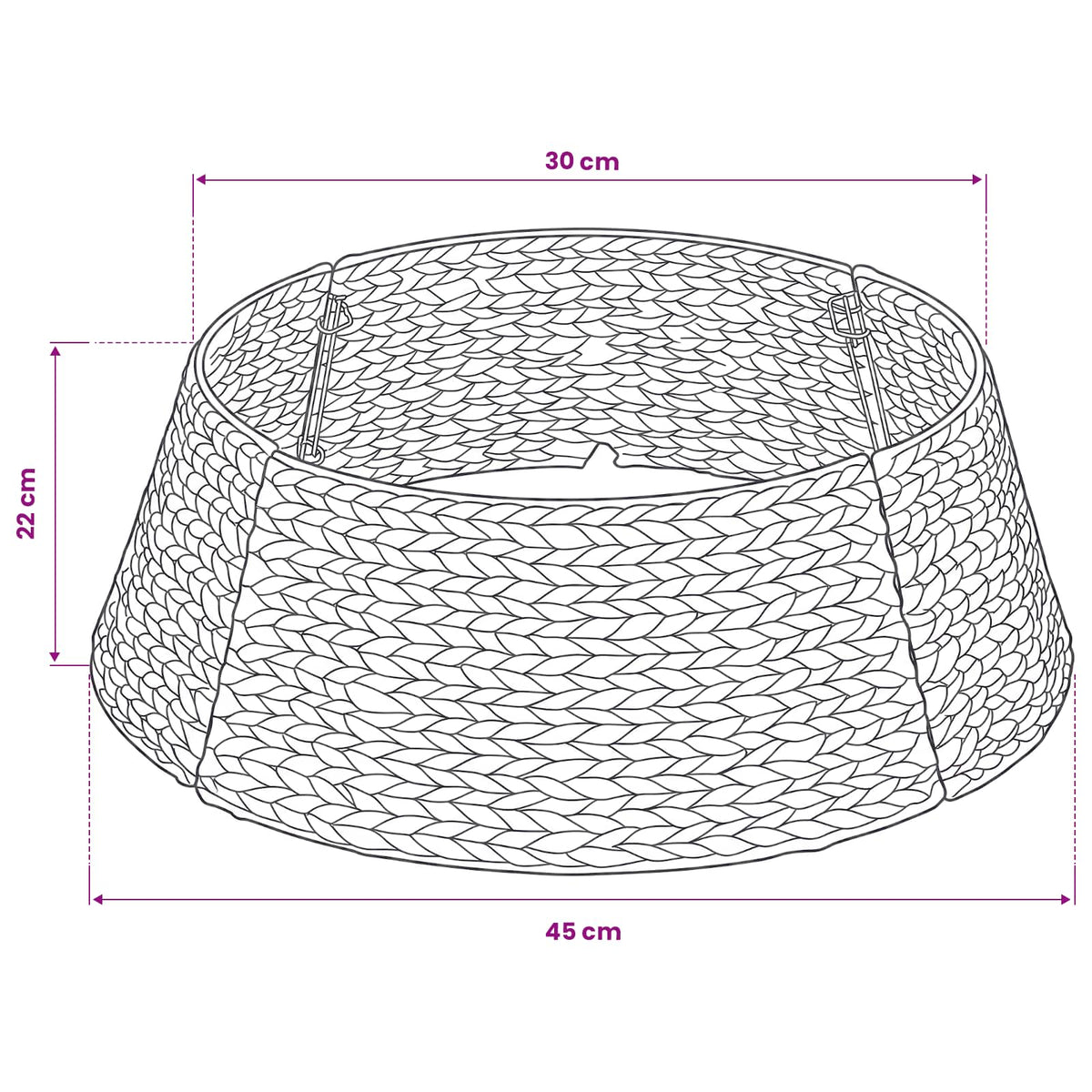 vidaXL Christmas Tree Collar Round White Dia. 45 x 22 cm