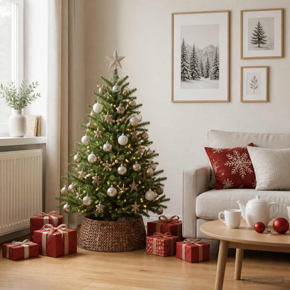 vidaXL Christmas Tree Collar Round Brown Dia. 45 x 22 cm