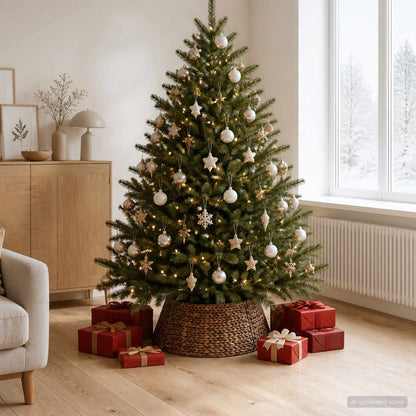 vidaXL Christmas Tree Collar Round Brown Dia. 60 x 22 cm