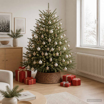 vidaXL Christmas Tree Collar Round Brown Dia. 75 x 25 cm