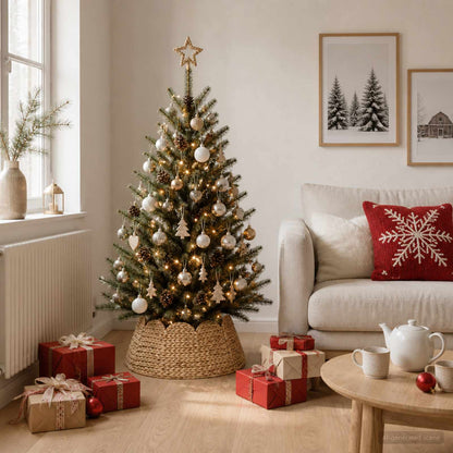 vidaXL Christmas Tree Collar Round Natural Dia. 45 x 22 cm