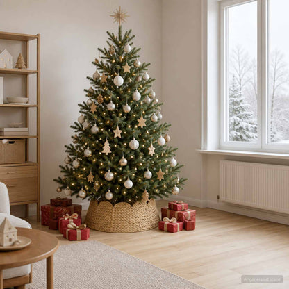 vidaXL Christmas Tree Collar Round Natural Dia. 75 x 25 cm
