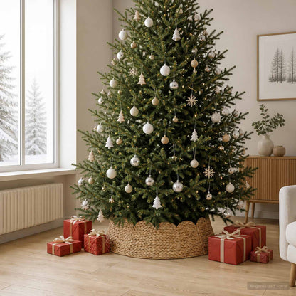 vidaXL Christmas Tree Collar Round Natural Dia. 90 x 28 cm