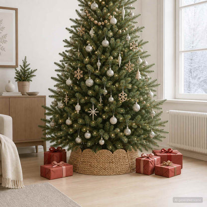 vidaXL Christmas Tree Collar Round Natural Dia. 105 x 28 cm