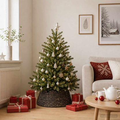 vidaXL Christmas Tree Collar Round Black Dia. 45 x 22 cm