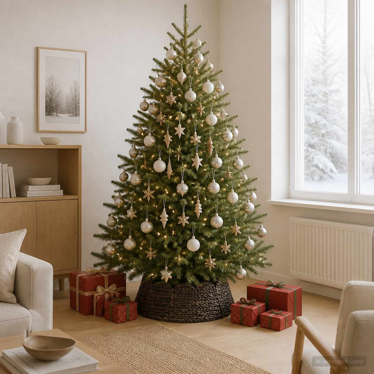 vidaXL Christmas Tree Collar Round Black Dia. 60 x 22 cm