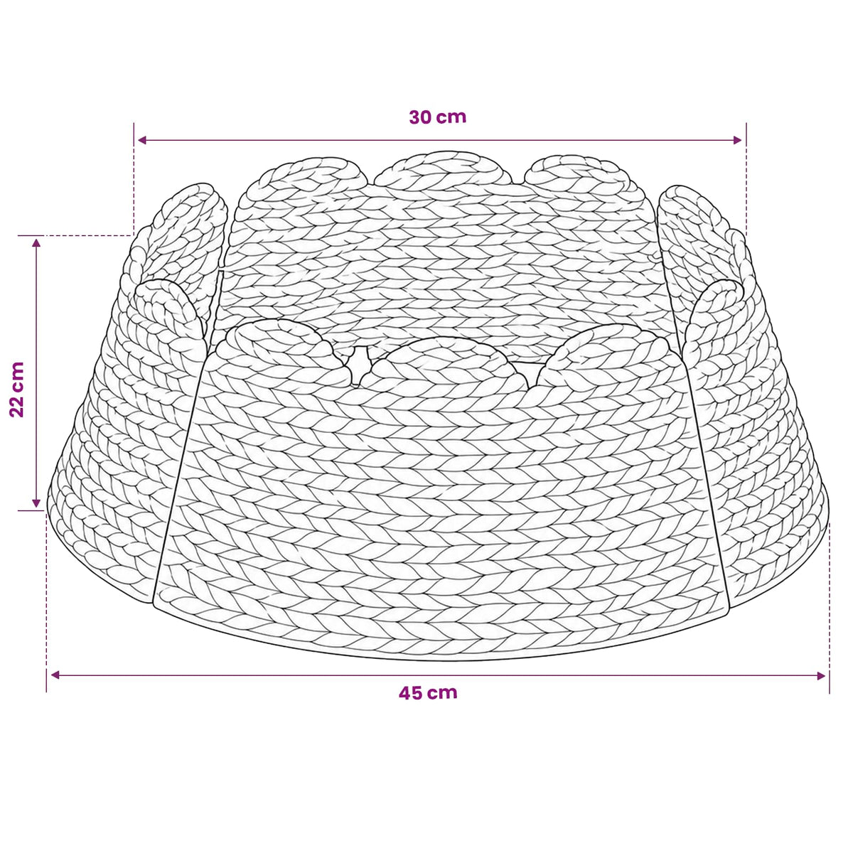 vidaXL Christmas Tree Collar Round White Dia. 45 x 22 cm