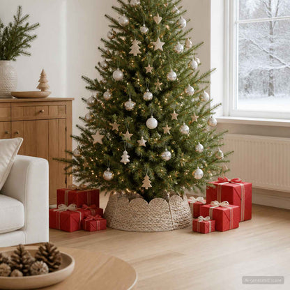vidaXL Christmas Tree Collar Round White Dia. 60 x 22 cm