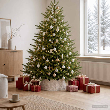 vidaXL Christmas Tree Collar Round White Dia. 75 x 25 cm