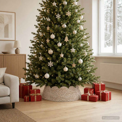 vidaXL Christmas Tree Collar Round White Dia. 105 x 28 cm