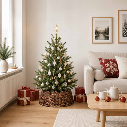 vidaXL Christmas Tree Collar Round Brown Dia. 45 x 22 cm