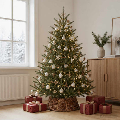 vidaXL Christmas Tree Collar Round Brown Dia. 75 x 25 cm