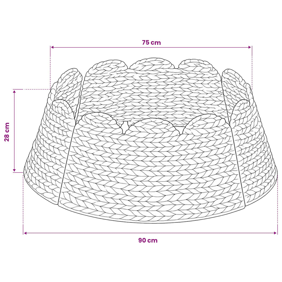 vidaXL Christmas Tree Collar Round Brown Dia. 90 x 28 cm