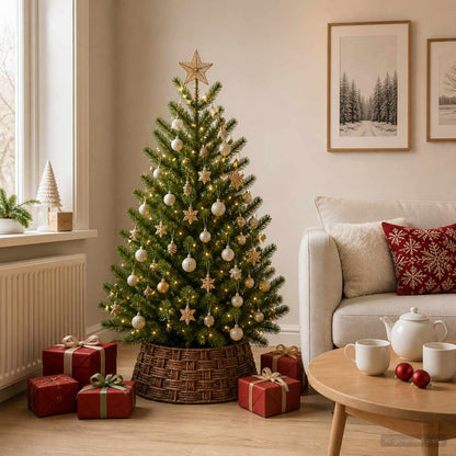 vidaXL Christmas Tree Collar Round Brown Wash Dia. 45 x 22 cm