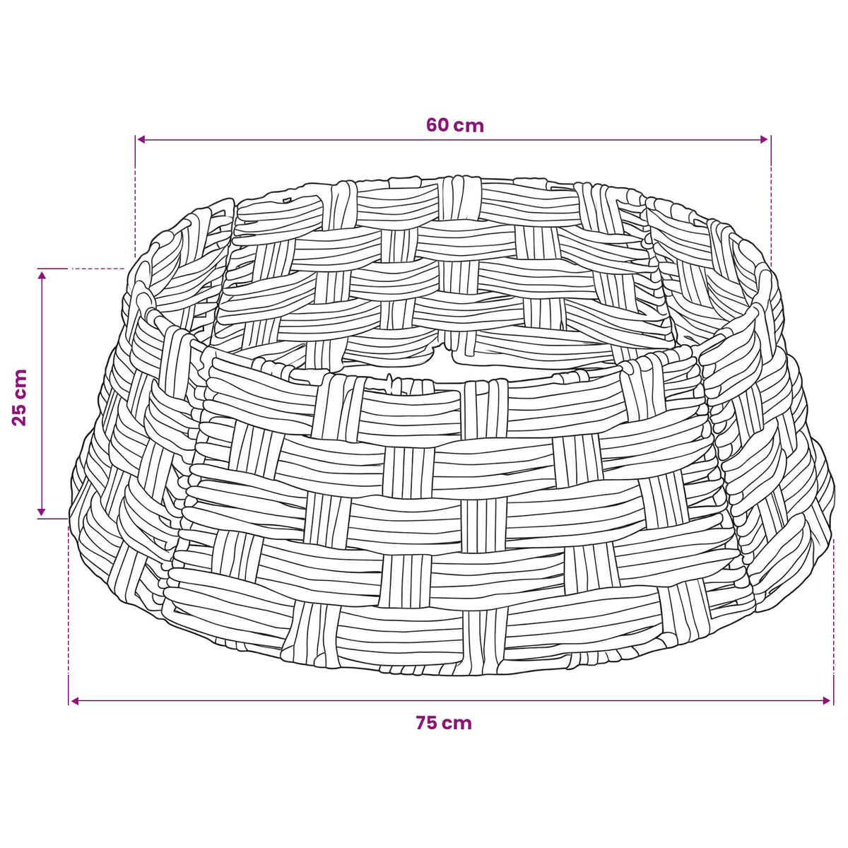 vidaXL Christmas Tree Collar Round Brown Wash Dia. 75 x 25 cm