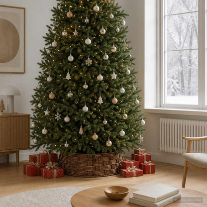 vidaXL Christmas Tree Collar Round Brown Wash Dia. 90 x 28 cm