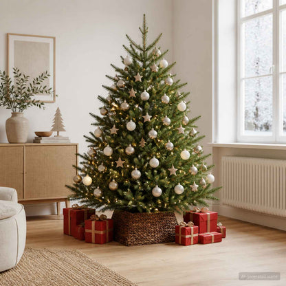 vidaXL Christmas Tree Collar Square Brown 60 x 60 x 28 cm