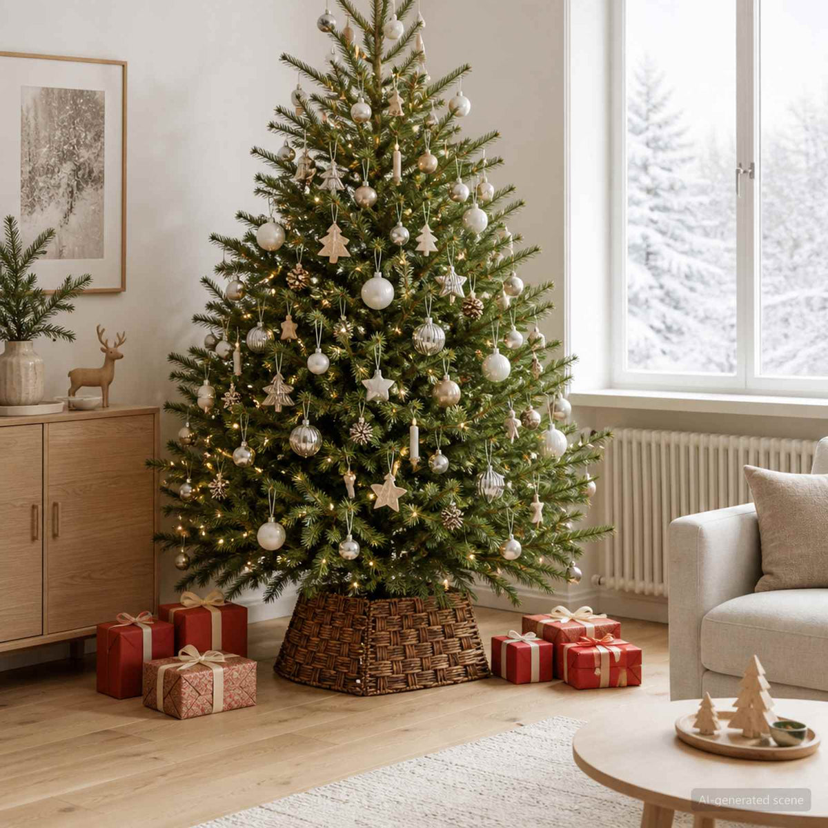 vidaXL Christmas Tree Collar Square Brown Wash 60 x 60 x 28 cm