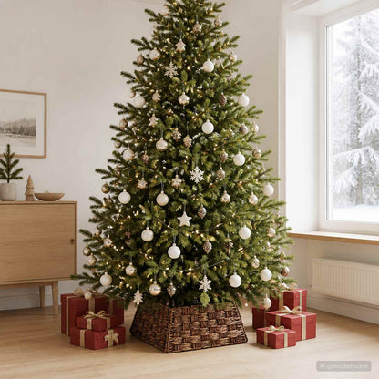 vidaXL Christmas Tree Collar Square Brown Wash 70 x 70 x 28 cm